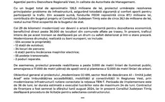 Modernizarea DJ 691, sector Nod de descărcare A1 - limită județ Arad” - COD SMIS 319748